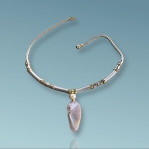 ONE Of A Kind Tritone Silver Necklace With Blister Pearl Pendant
